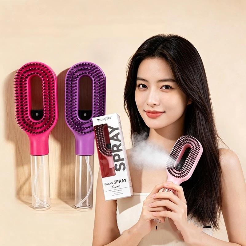Hair Spa Wellness - (BF06) 1Pc スプレーヘアブラシ詰め替え可能な液体水スプレーパドルコーム帯電防止ソフト毛ヘアスタイリングマッサージコーム家庭用