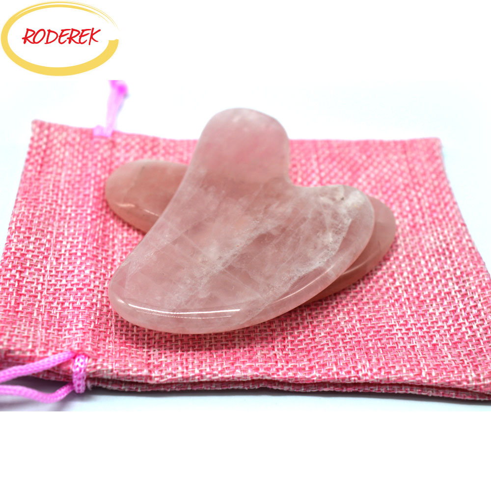 Gua Sha Tool Rose Quartz - ヒスイ Guasha プレートナチュラルローズクォーツこするため瓜沙ツールボディマッサージ経穴デバイス