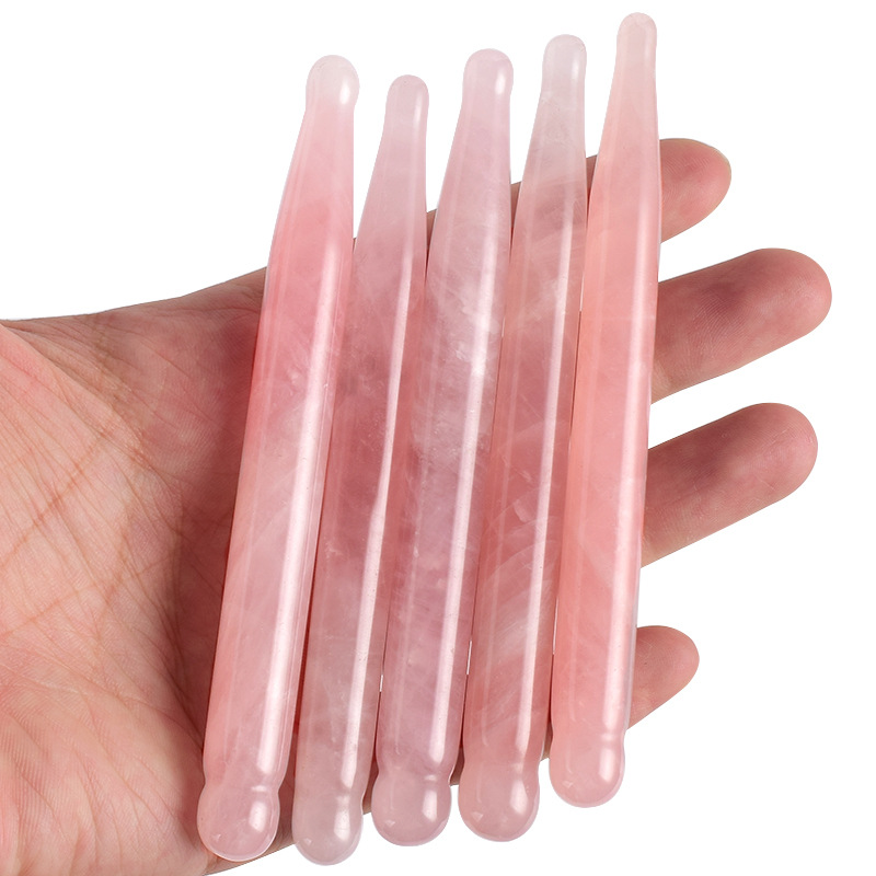 Gua Sha Tool Rose Quartz - アイマッサージペン天然ローズクォーツ石鍼ワンド顔かしゃツールスキンリフティングケアマッサージャー健康美容製品