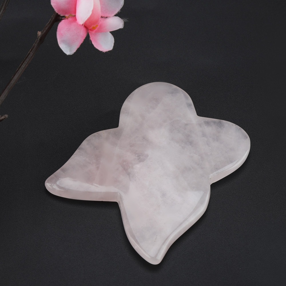 Gua Sha Tool Rose Quartz - フェイシャルキット ピンクローズクォーツマッサージストーン バタフライディープティッシュクリスタルスクレイピングプレート フェイスリフティングツール フェイシャルグアシャ