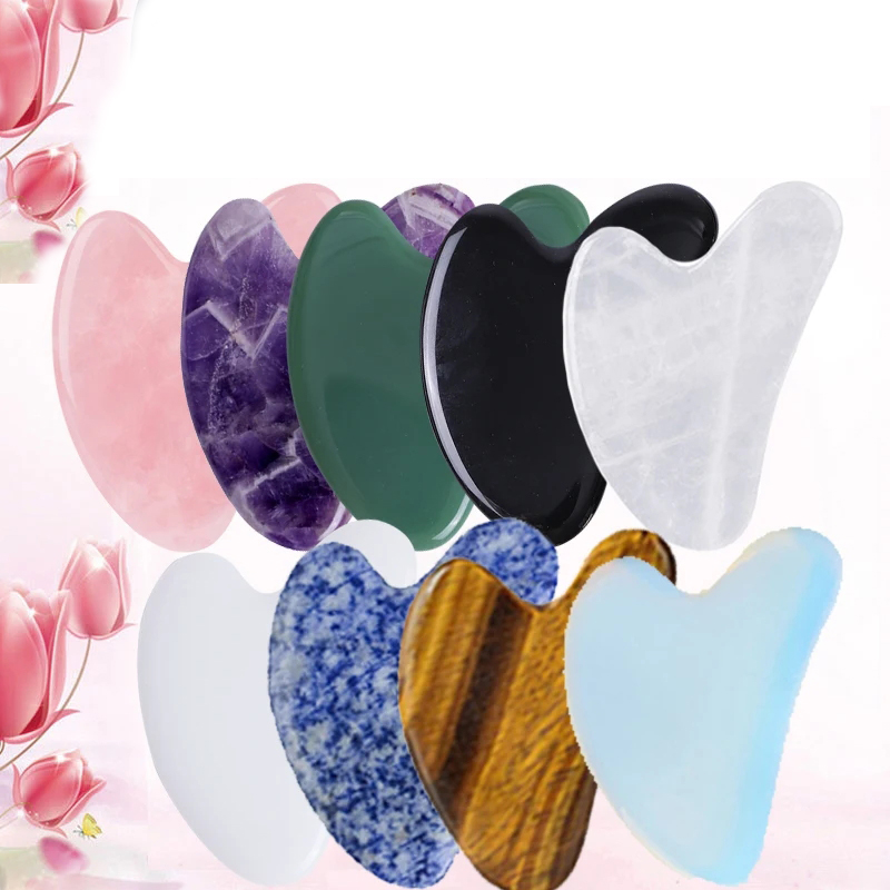 Gua Sha Tool Rose Quartz - ナチュラルジェイドグアシャセット,ローズクォーツ,ビディアンクシア,ゼトリス,ガッシュ,マッサージャー,フェイシャルリフティング,ビューティースキンケアツール,10個