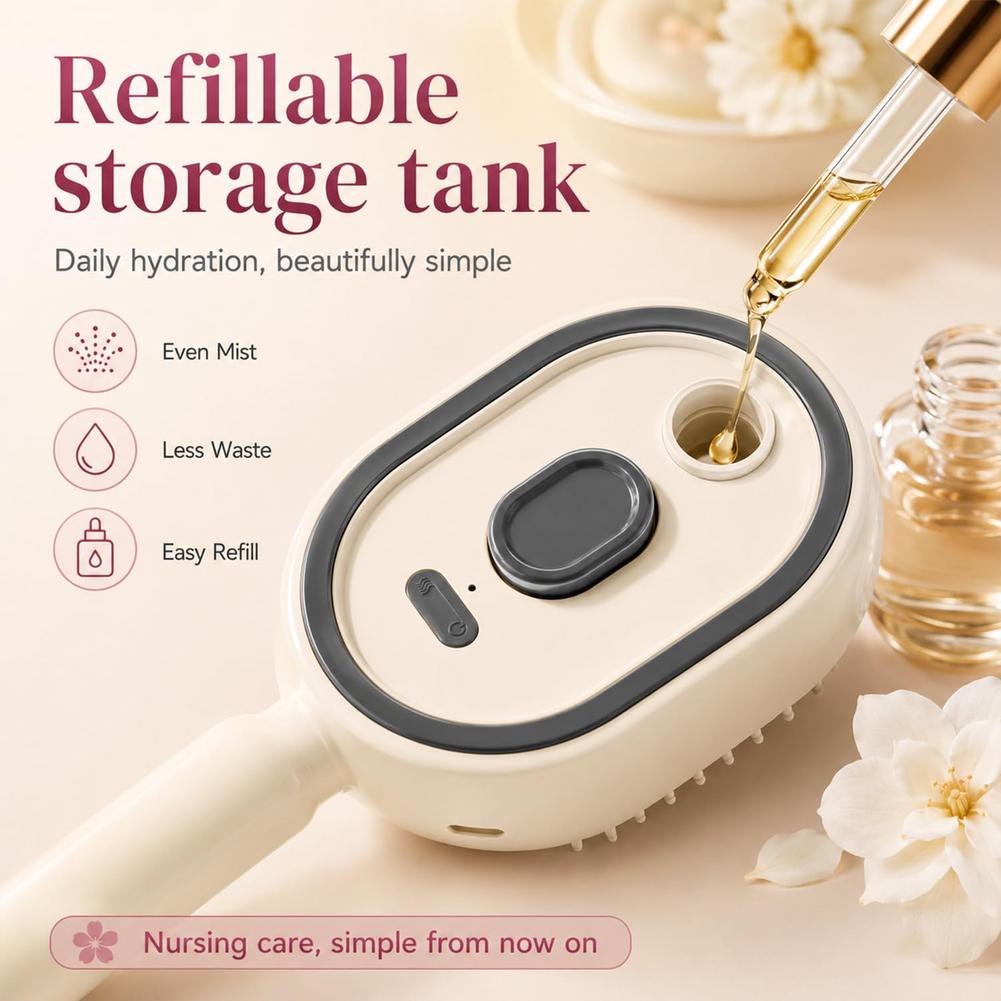 Hair Spa Wellness - 電動スプレーヘアブラシ 充電式ウォータースプレーヘアブラシ 静電気防止ヘアブラシ 縮れ毛を抑える電動スチームマッサージコーム