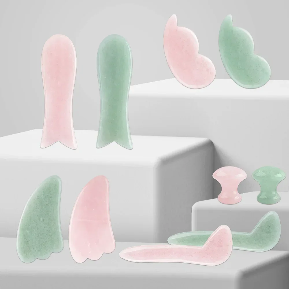 天然翡翠石かっさマッサージボード ローズクォーツかっさプレー - Gua Sha Tool Rose Quartz のレビューと価格