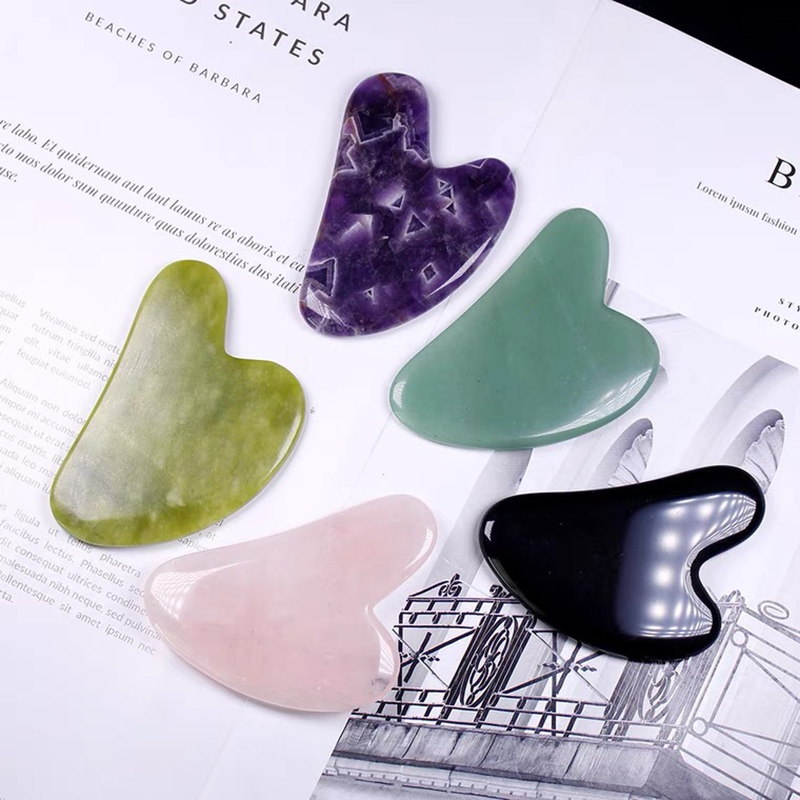 1個入り 新品 ストーン グアシャ マッサージボード 顔用  - Gua Sha Tool Rose Quartz のレビューと価格