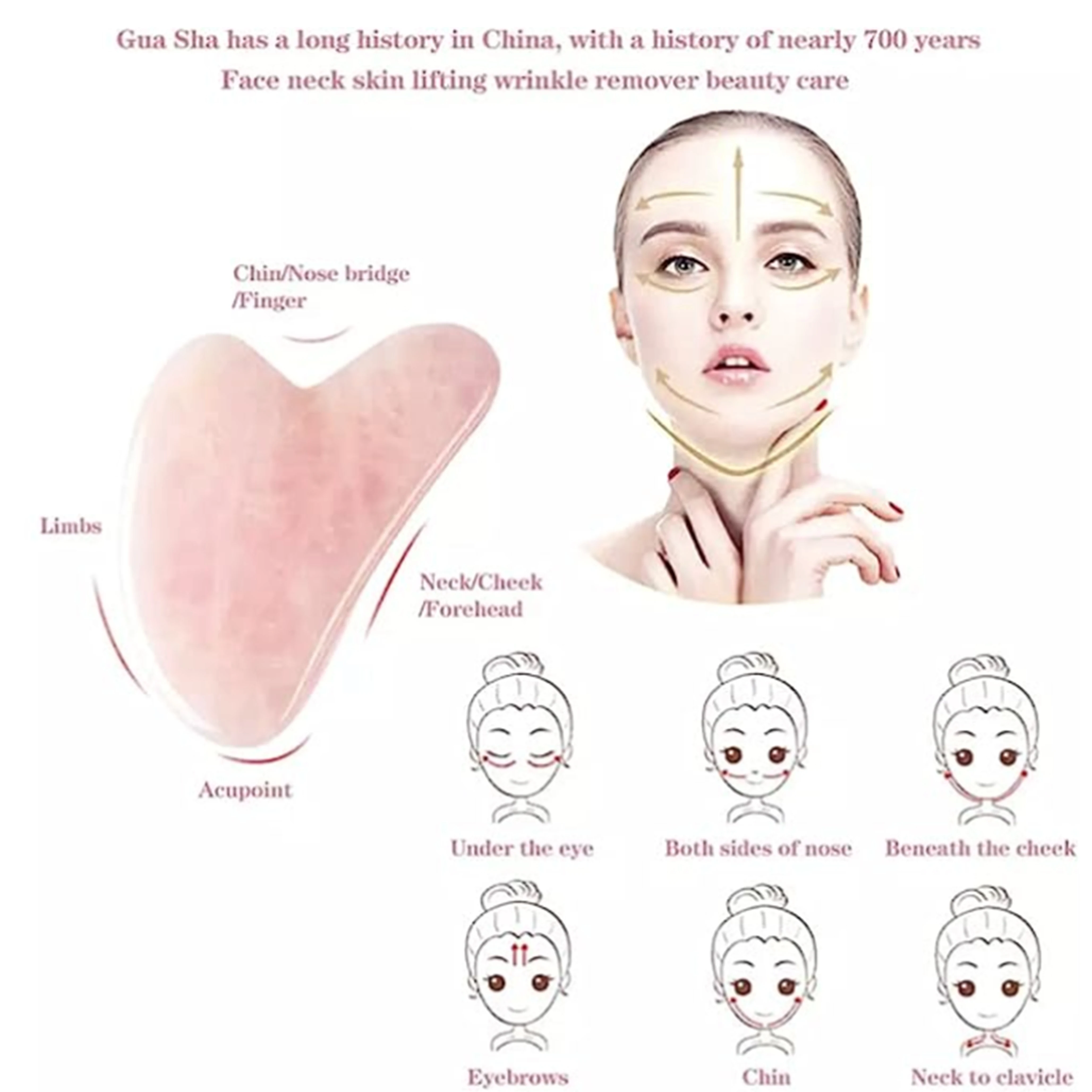 ローズクォーツ グアシャ フェイスマッサージャー用 スキンス - Gua Sha Tool Rose Quartz のレビューと価格