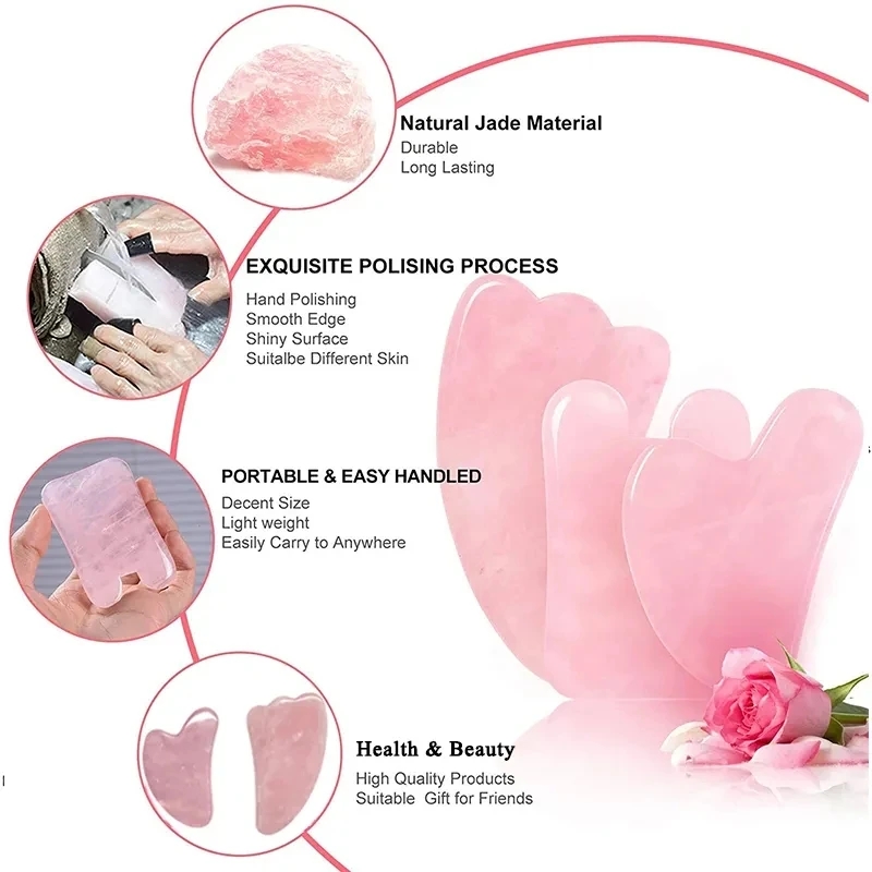 ローズクォーツかしゃボード天然翡翠ガッシュスクレーパーマッサ - Gua Sha Tool Rose Quartz のレビューと価格
