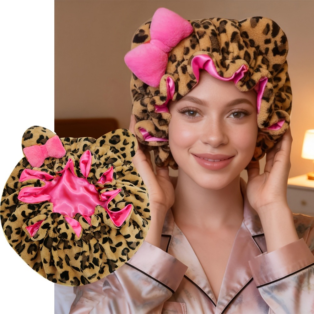 レオパード柄シャワーキャップ サテン裏地付き ふわふわヘアボ - Hair Spa Wellness のレビューと価格