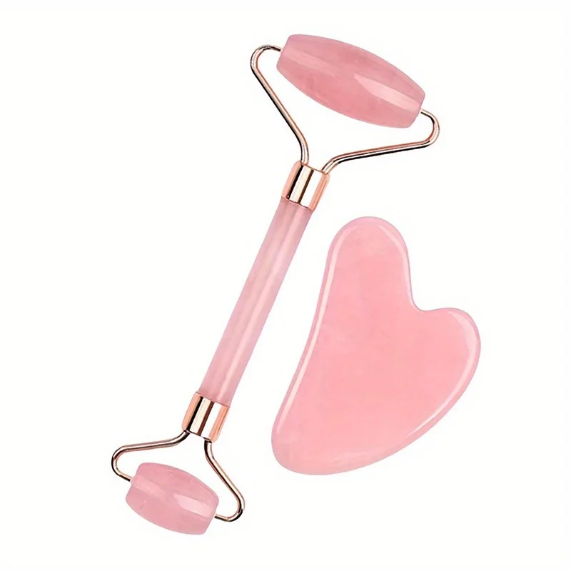 新しい2個入りかっさ石フェイシャルストーン、フェイシャルマッ - Gua Sha Tool Rose Quartz のレビューと価格
