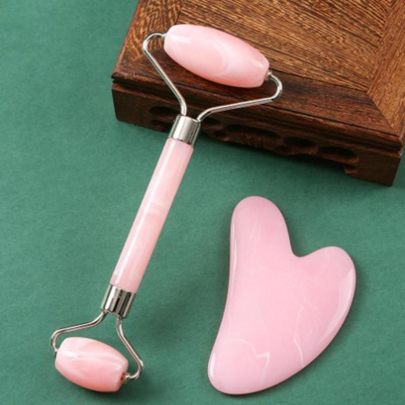 新しい2個入りかっさ石フェイシャルストーン、フェイシャルマッ - Gua Sha Tool Rose Quartz のレビューと価格
