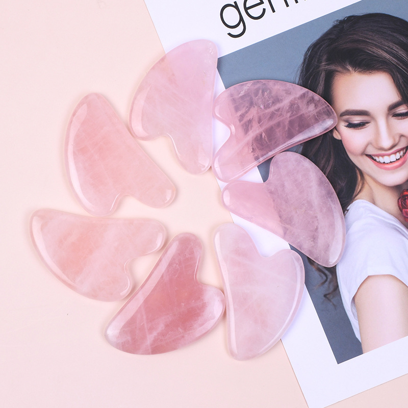 人気沸騰中 A+ ローズクォーツ グアシャツール 天然クリス - Gua Sha Tool Rose Quartz のレビューと価格